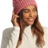 Island Green Golf IGLHAT2223 Ladies Chunky Knit Faux Fur Pom Pom Bobble Hat Pink