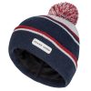 Island Green Golf IGHAT2135 Men's Knitted Bobble Hat Navy/Light Grey/Deep Red