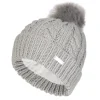 Island Green Golf IGLHAT2223 Ladies Chunky Knit Faux Fur Pom Pom Bobble Hat Grey - Image 3