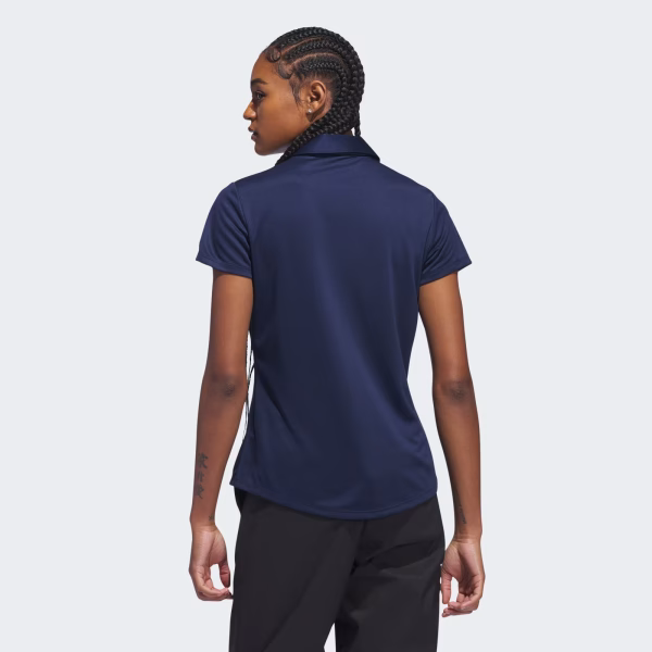 Ladies Solid Performance Navy -Short Sleeve Polo Shirt - Image 4