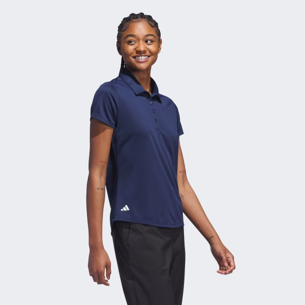 Ladies Solid Performance Navy -Short Sleeve Polo Shirt - Image 5