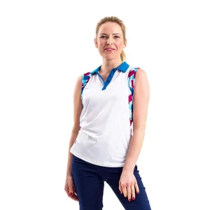 IslandGreen Ladies Sleeveless Polo - White IGLTS2332