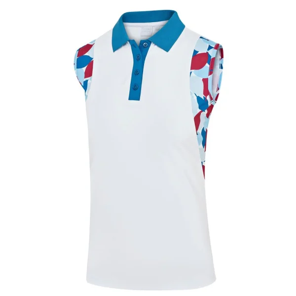 IslandGreen Ladies Sleeveless Polo - White - Image 3