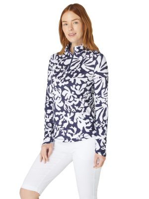 Abstract Floral Sun Protection Top CGKSF400