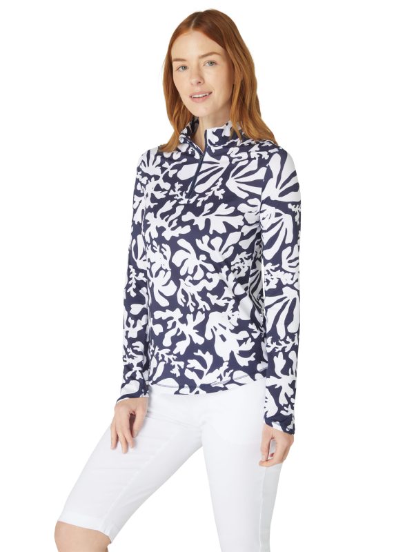 Abstract Floral Sun Protection Top CGKSF400