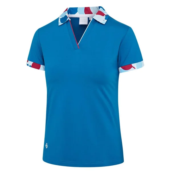 Island Green Ladies Leaf Print Polo - Image 2