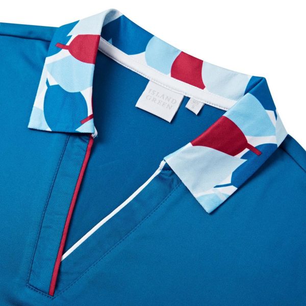 Island Green Ladies Leaf Print Polo - Image 4