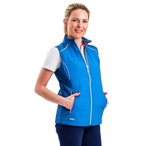 Island Green IGLVST2338 Ladies Contrast Piping Padded Gilet