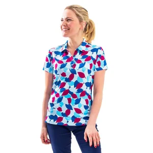 IslandGreen Ladies Allover Leaf Print Polo - IGLTS2330 