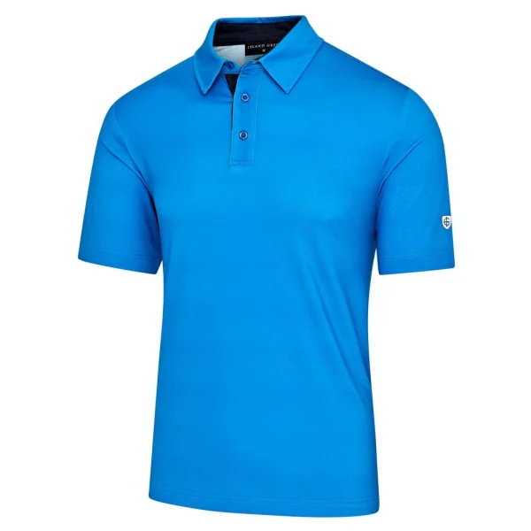 Island Green Allover Laser Print Polo - Blue - Image 2