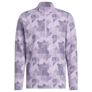 Adidas Gents Go-To Printed Quarter-Zip Sweatshirt – Powder Plum